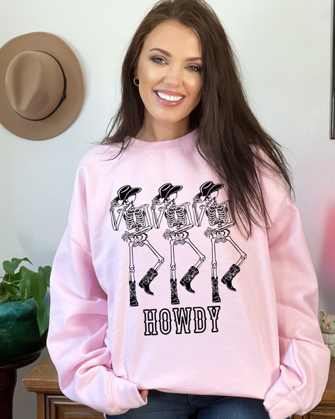Howdy Cowboy Skeletons- Crewneck Sweatshirt
